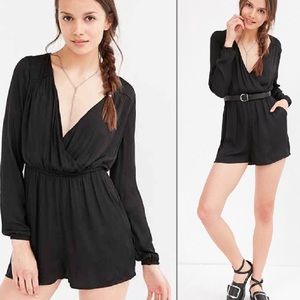 UO Black Satin Alice for OU  Romper